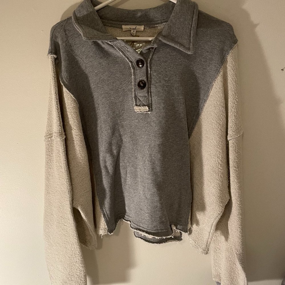 Gray and White Easel Brand Sweater